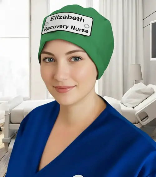 Eco Ninjas Elastic Back Theatre Badge Hat in Light Green — rear view