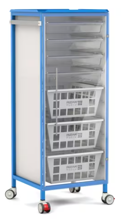 Eco Ninjas storage trolley for clean theatre badge hats, badges and used hat collection