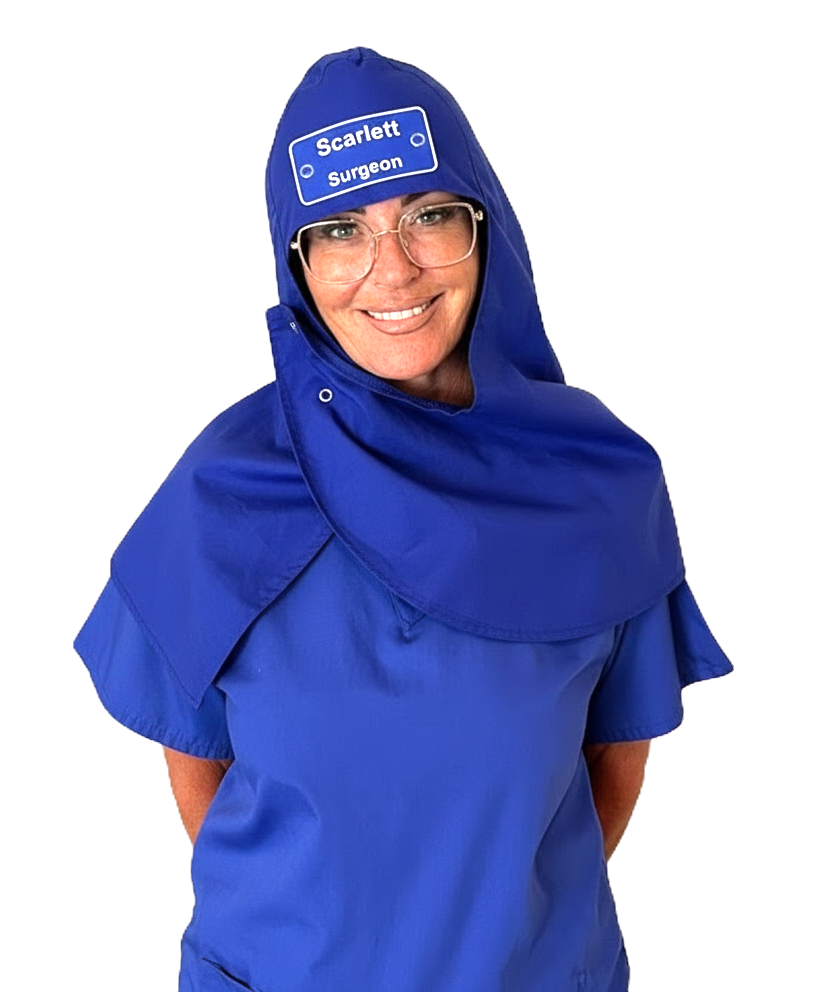 Eco Ninjas Surgical Hood Theatre Badge Hat in Royal Blue