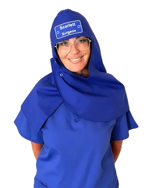 Eco Ninjas Surgical Hood Theatre Badge Hat in Royal Blue